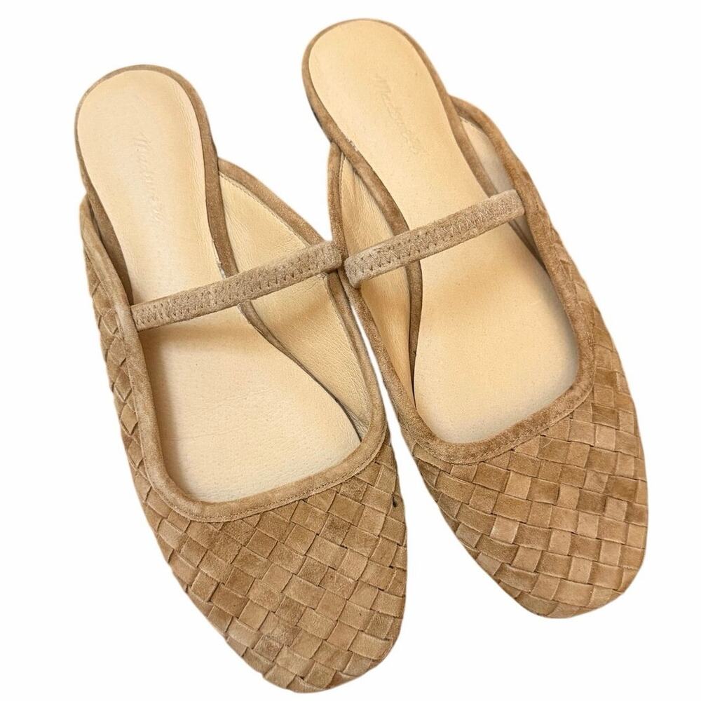 Madewell The Greta Ballet Flat Mule Woven Suede Size 6.5 NV547 Tan Earthy Boho - Picture 2 of 8